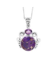 Rainbow Moonstone & Amethyst Pendant - 925 Sterling Silver Jewelry