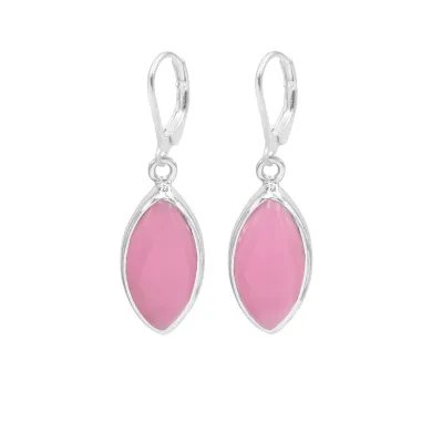Pink Opal Earrings - 925 Sterling Silver Handmade Marquise Shape