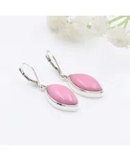 Pink Opal Earrings - 925 Sterling Silver Handmade Marquise Shape