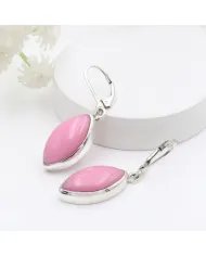 Pink Opal Earrings - 925 Sterling Silver Handmade Marquise Shape