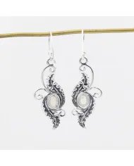 Victorian Filigree Rainbow Moonstone Earrings - 925 Sterling Silver