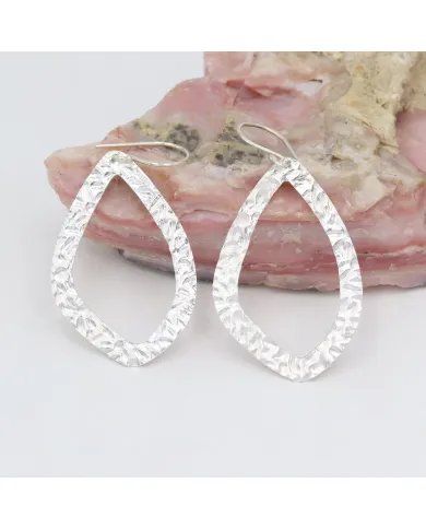 Hammered Dangle Earrings - 925 Sterling Silver Handmade Jewelry