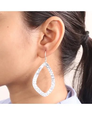 Hammered Dangle Earrings - 925 Sterling Silver Handmade Jewelry