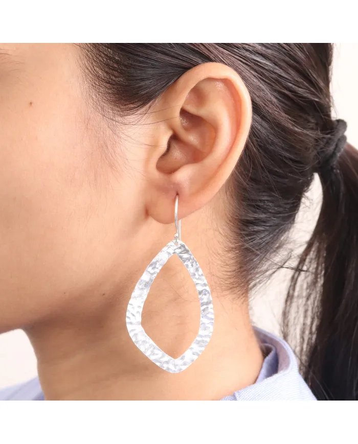 Hammered Dangle Earrings - 925 Sterling Silver Handmade Jewelry
