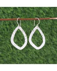 Hammered Dangle Earrings - 925 Sterling Silver Handmade Jewelry