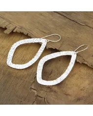 Hammered Dangle Earrings - 925 Sterling Silver Handmade Jewelry