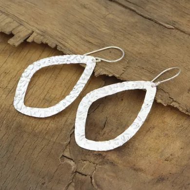 Hammered Dangle Earrings - 925 Sterling Silver Handmade Jewelry