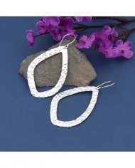 Hammered Dangle Earrings - 925 Sterling Silver Handmade Jewelry