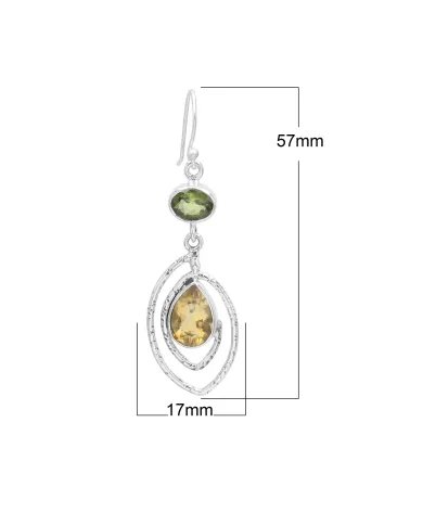 Citrine & Peridot Earrings - 925 Sterling Silver Versatile Gift Jewelry