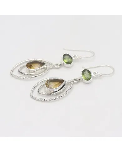 Citrine & Peridot Earrings - 925 Sterling Silver Versatile Gift Jewelry