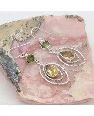 Citrine & Peridot Earrings - 925 Sterling Silver Versatile Gift Jewelry