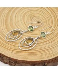 Citrine & Peridot Earrings - 925 Sterling Silver Versatile Gift Jewelry