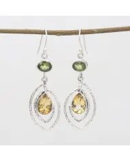 Citrine & Peridot Earrings - 925 Sterling Silver Versatile Gift Jewelry