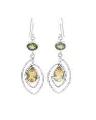 Citrine & Peridot Earrings - 925 Sterling Silver Versatile Gift Jewelry
