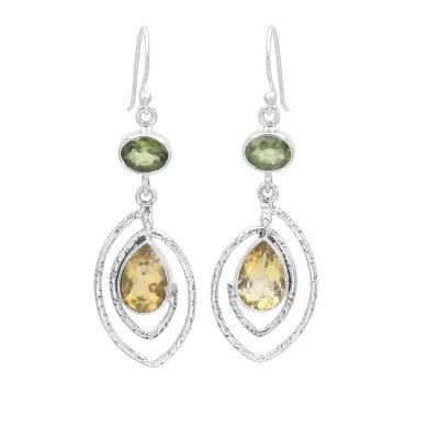 Citrine & Peridot Earrings - 925 Sterling Silver Versatile Gift Jewelry