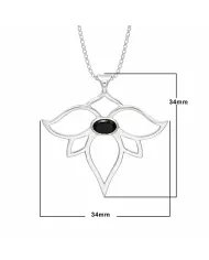 Black Onyx Lotus Pendant - 925 Sterling Silver Handmade Open Petals Design