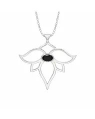 Black Onyx Lotus Pendant - 925 Sterling Silver Handmade Open Petals Design