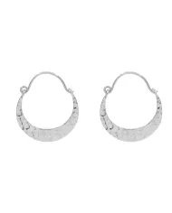 Handmade Hammered Half Moon Hoop Earrings - 925 Sterling Silver Jewelry