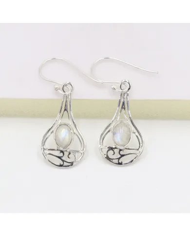 Moonstone Earrings - 925 Sterling Silver Handmade Gemstone Jewelry Gift