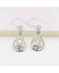 Moonstone Earrings - 925 Sterling Silver Handmade Gemstone Jewelry Gift