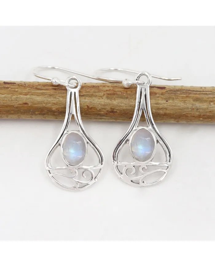 Moonstone Earrings - 925 Sterling Silver Handmade Gemstone Jewelry Gift