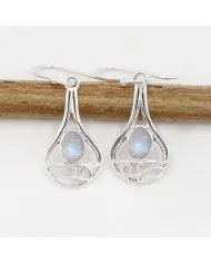 Moonstone Earrings - 925 Sterling Silver Handmade Gemstone Jewelry Gift
