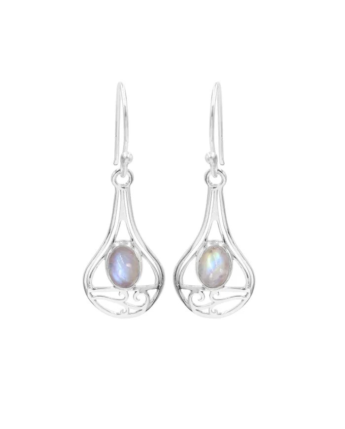 Moonstone Earrings - 925 Sterling Silver Handmade Gemstone Jewelry Gift