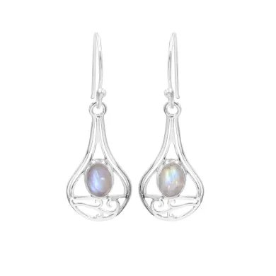 Moonstone Earrings - 925 Sterling Silver Handmade Gemstone Jewelry Gift