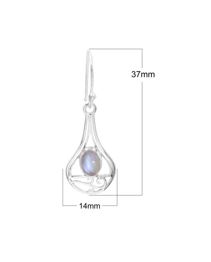 Moonstone Earrings - 925 Sterling Silver Handmade Gemstone Jewelry Gift