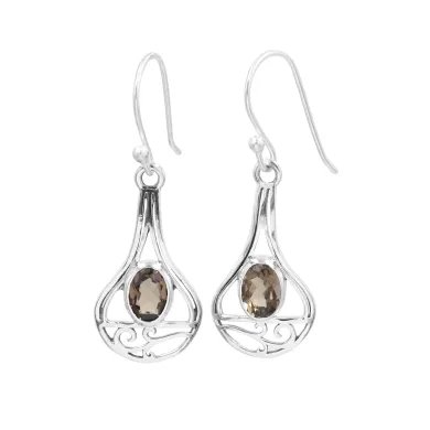 Smoky Quartz Earrings - 925 Sterling Silver Handmade Gemstone Jewelry Gift