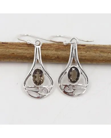 Smoky Quartz Earrings - 925 Sterling Silver Handmade Gemstone Jewelry Gift