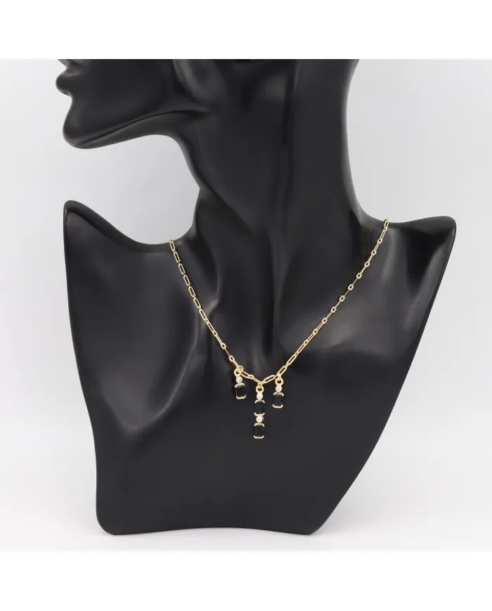 Black Onyx & Swarovski Crystal Necklace – Gold Plated 925 Silver Jewelry