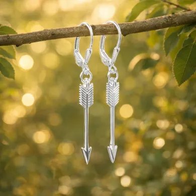 925 Sterling Silver Arrow Earrings - Handmade Geometric Jewelry