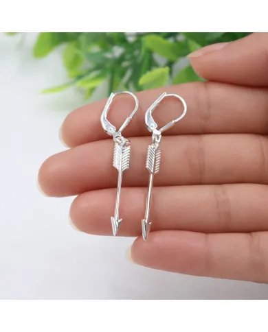 925 Sterling Silver Arrow Earrings - Handmade Geometric Jewelry