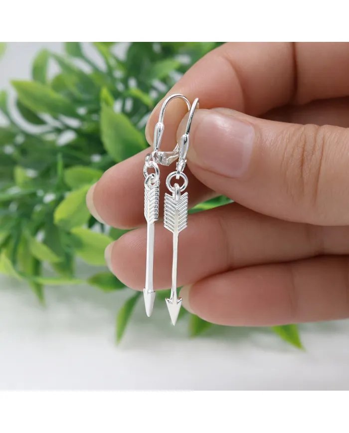 925 Sterling Silver Arrow Earrings - Handmade Geometric Jewelry