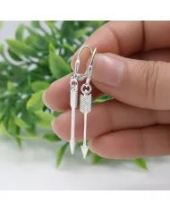 925 Sterling Silver Arrow Earrings - Handmade Geometric Jewelry