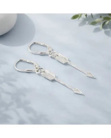 925 Sterling Silver Arrow Earrings - Handmade Geometric Jewelry