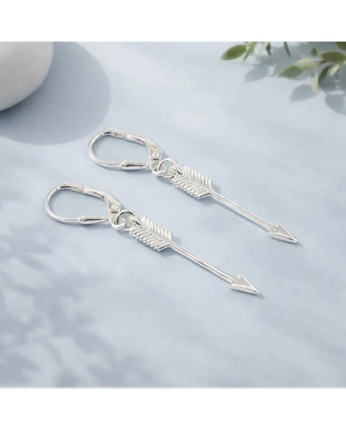 925 Sterling Silver Arrow Earrings - Handmade Geometric Jewelry