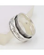 925 Sterling Silver Spinner Ring with Oxide - Fidget & Meditation Jewelry