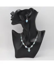 Larimar Necklace Set - 925 Sterling Silver Ocean-Inspired Jewelry