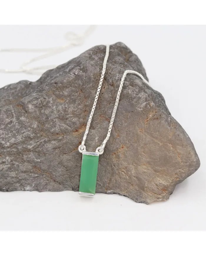 Chrysoprase Gemstone Pendant – Sterling Silver Necklace for Women