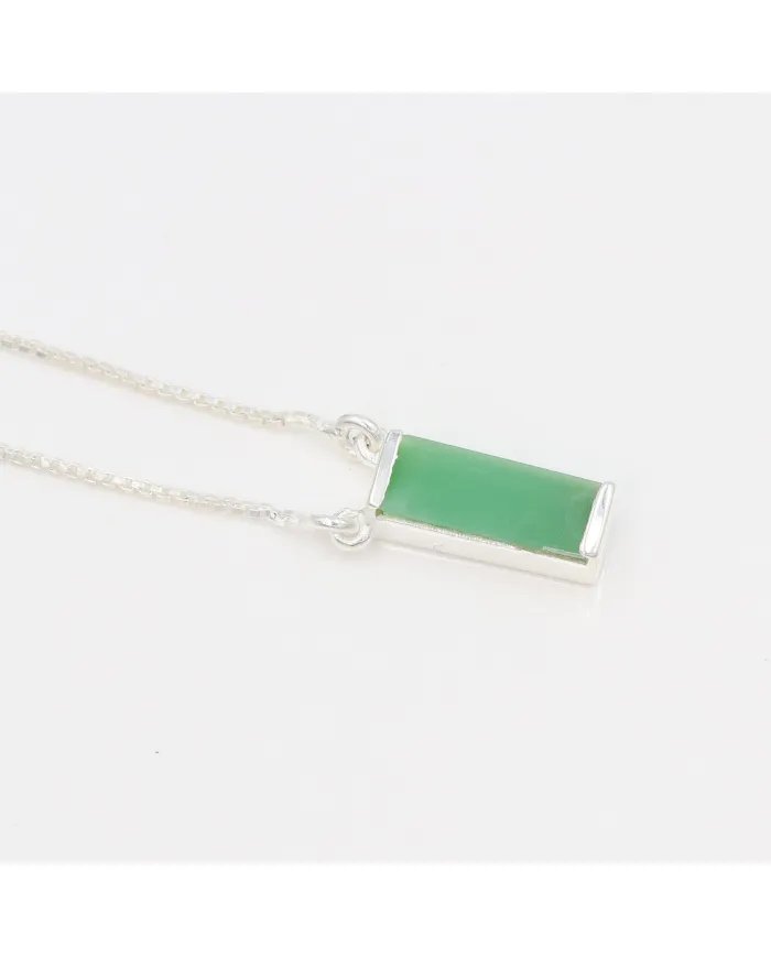 Chrysoprase Gemstone Pendant – Sterling Silver Necklace for Women