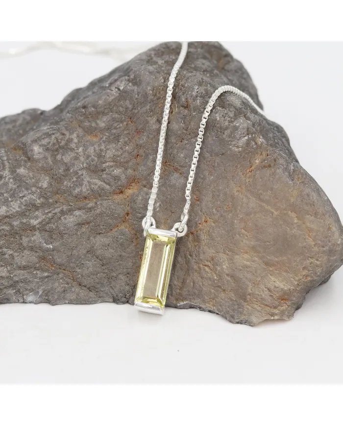 Lemon Quartz Gemstone Pendant – Sterling Silver Necklace for Women