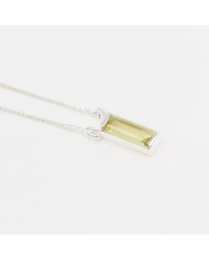 Lemon Quartz Gemstone Pendant – Sterling Silver Necklace for Women
