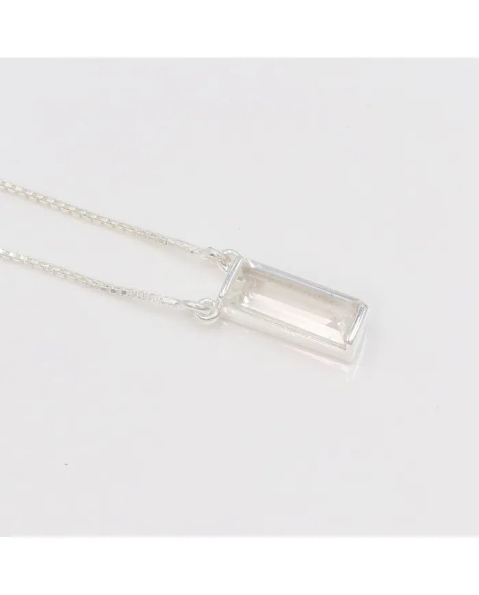 Natural Crystal Gemstone Pendant – Sterling Silver Necklace for Women