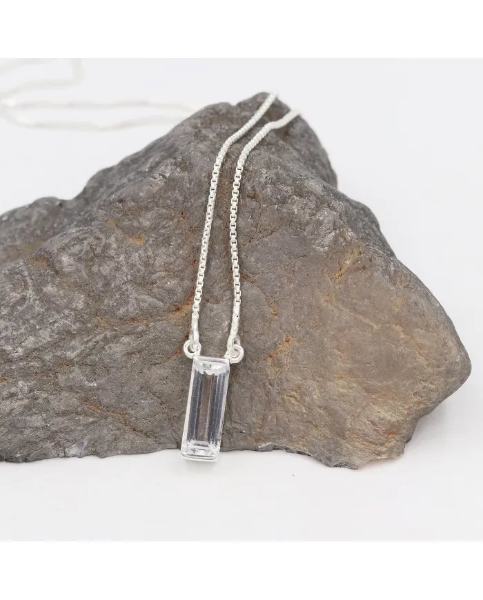 Natural Crystal Gemstone Pendant – Sterling Silver Necklace for Women