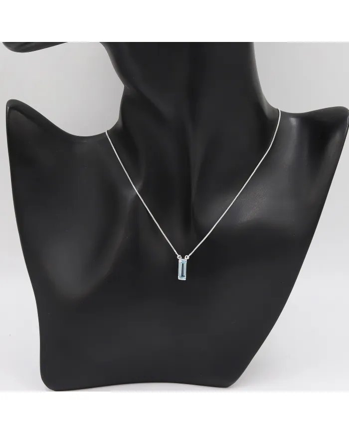 Swiss Blue Topaz Gemstone Pendant – Sterling Silver Necklace for Women