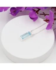 Swiss Blue Topaz Gemstone Pendant – Sterling Silver Necklace for Women