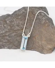 Swiss Blue Topaz Gemstone Pendant – Sterling Silver Necklace for Women