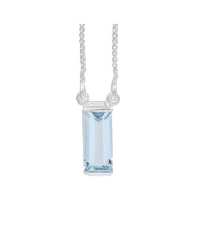 Swiss Blue Topaz Gemstone Pendant – Sterling Silver Necklace for Women